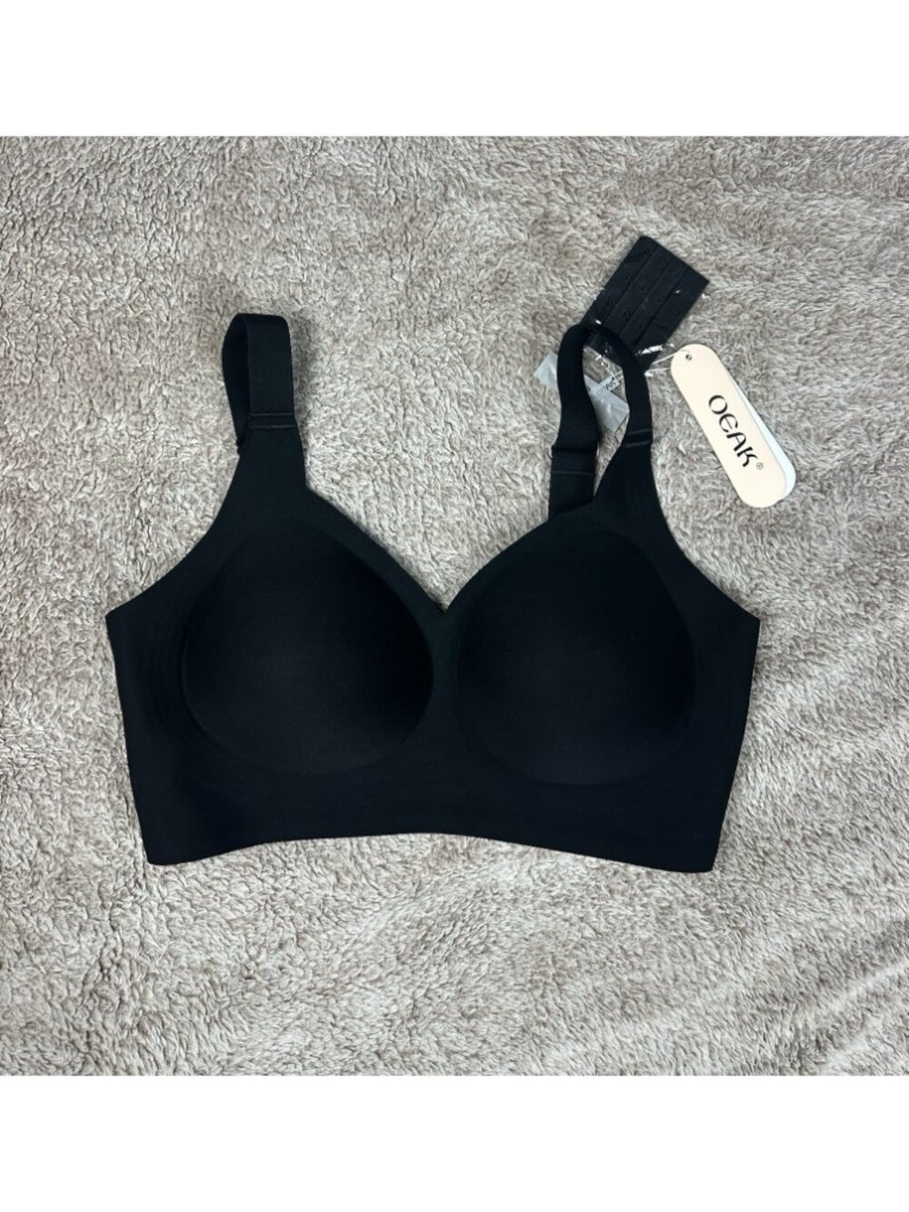 OEAK Womens Wireless Jelly Comfort Bra Black M Padded Seamless Adjustable Strap - Picture 2 of 10